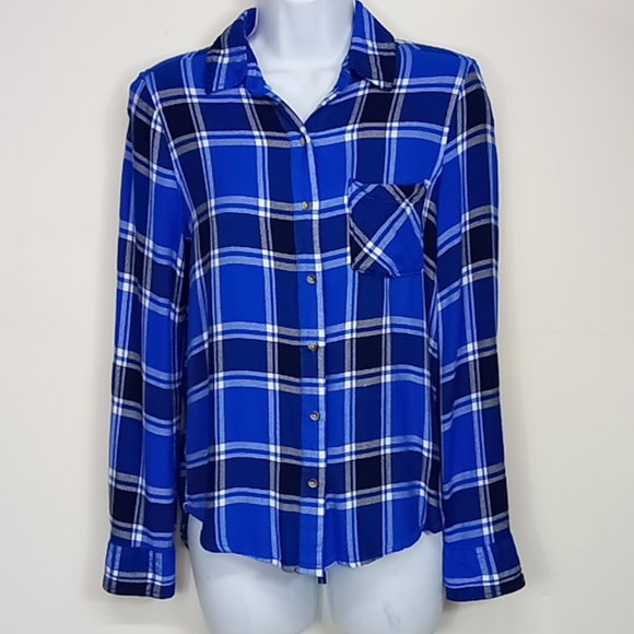 Small Aeropostle Blue Plaid Button down Shirt - Picture 1 of 9